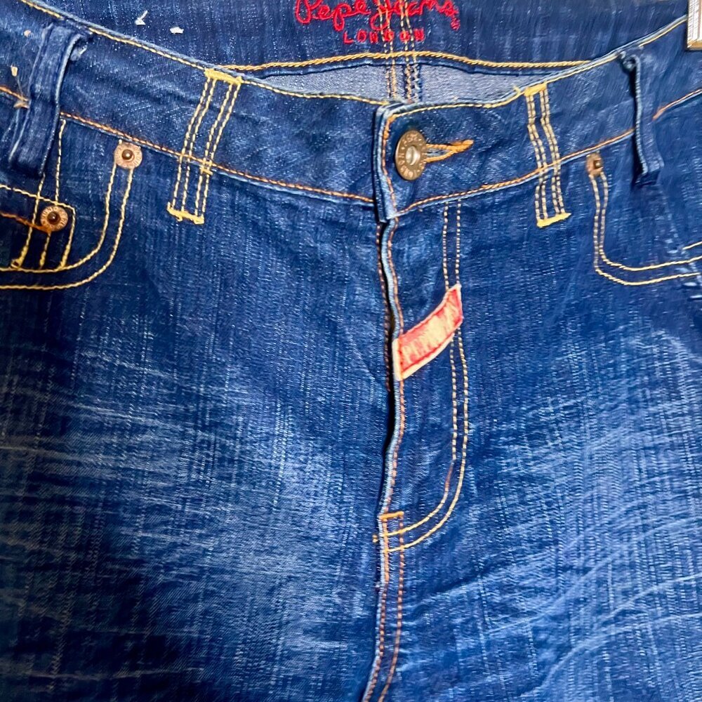 VTG Pepe Jeans London Women 31 Mid Rise Flare Gold Embroider Y2K‎ 90s Streetwear - Picture 3 of 10